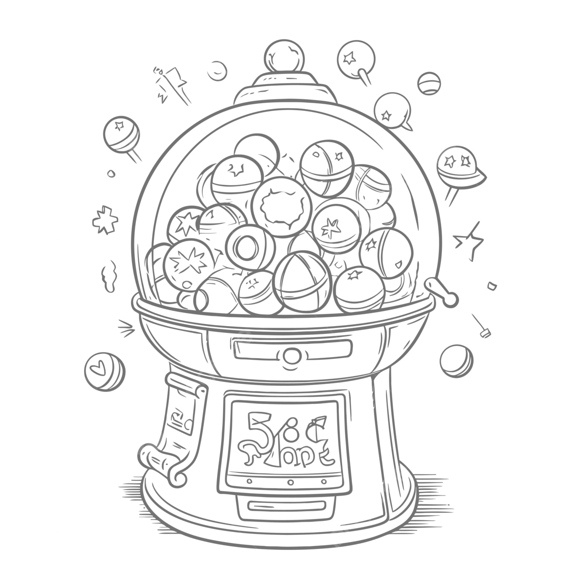 Gumball Machine In Outline Black And White Design Sketch Drawing Vector Wing Drawing Ball Drawing Sign Drawing PNG And Vector With Transparent Background For Free Download