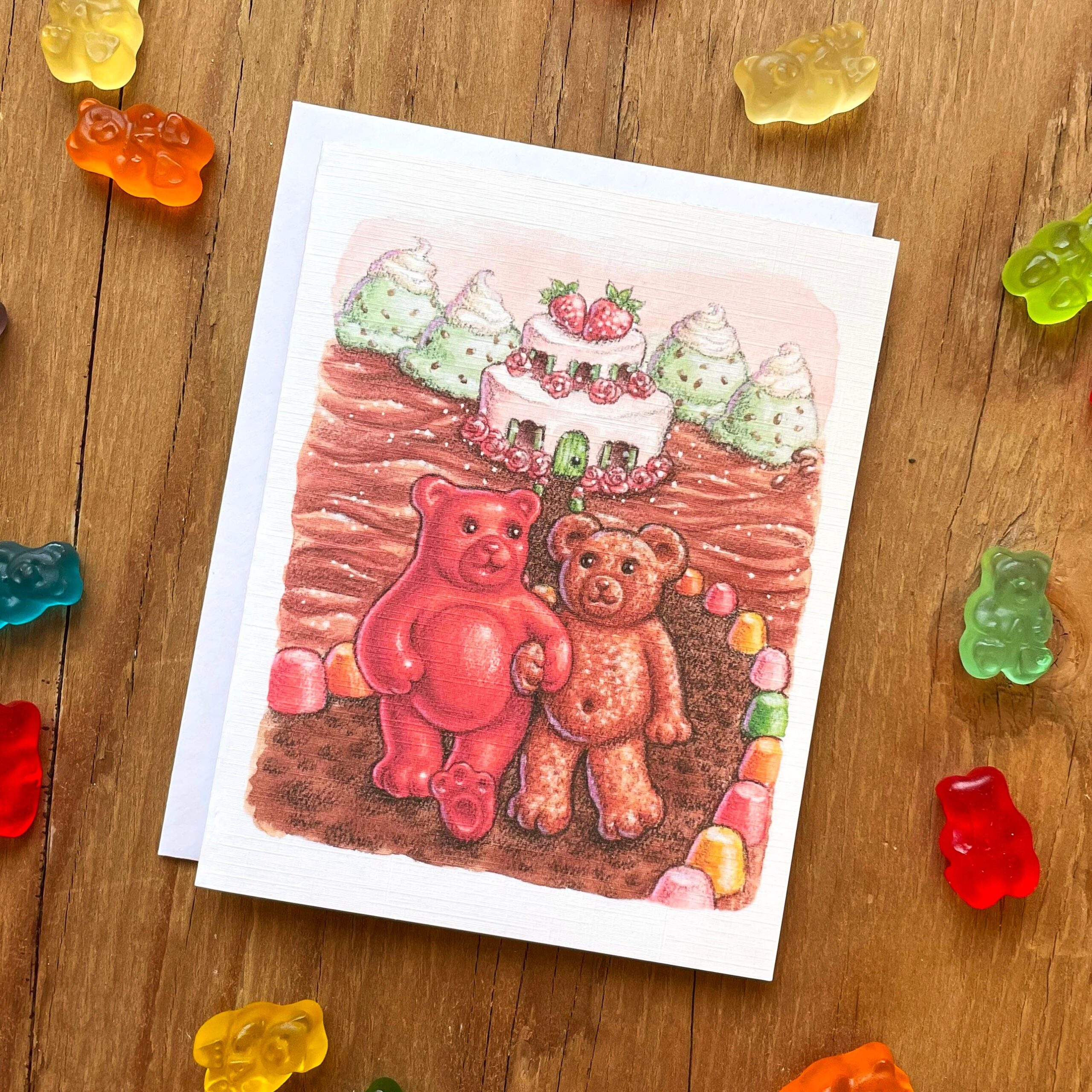 Gummy Bear U0026 Teddy Graham Greeting Card Valentine s Day Love Candyland Sweet Blank Inside With Optional Custom Message Etsy