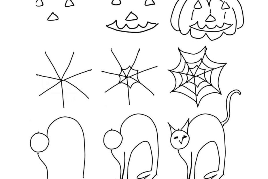 Halloween Doodles Step By Step Worksheet Smiling Colors