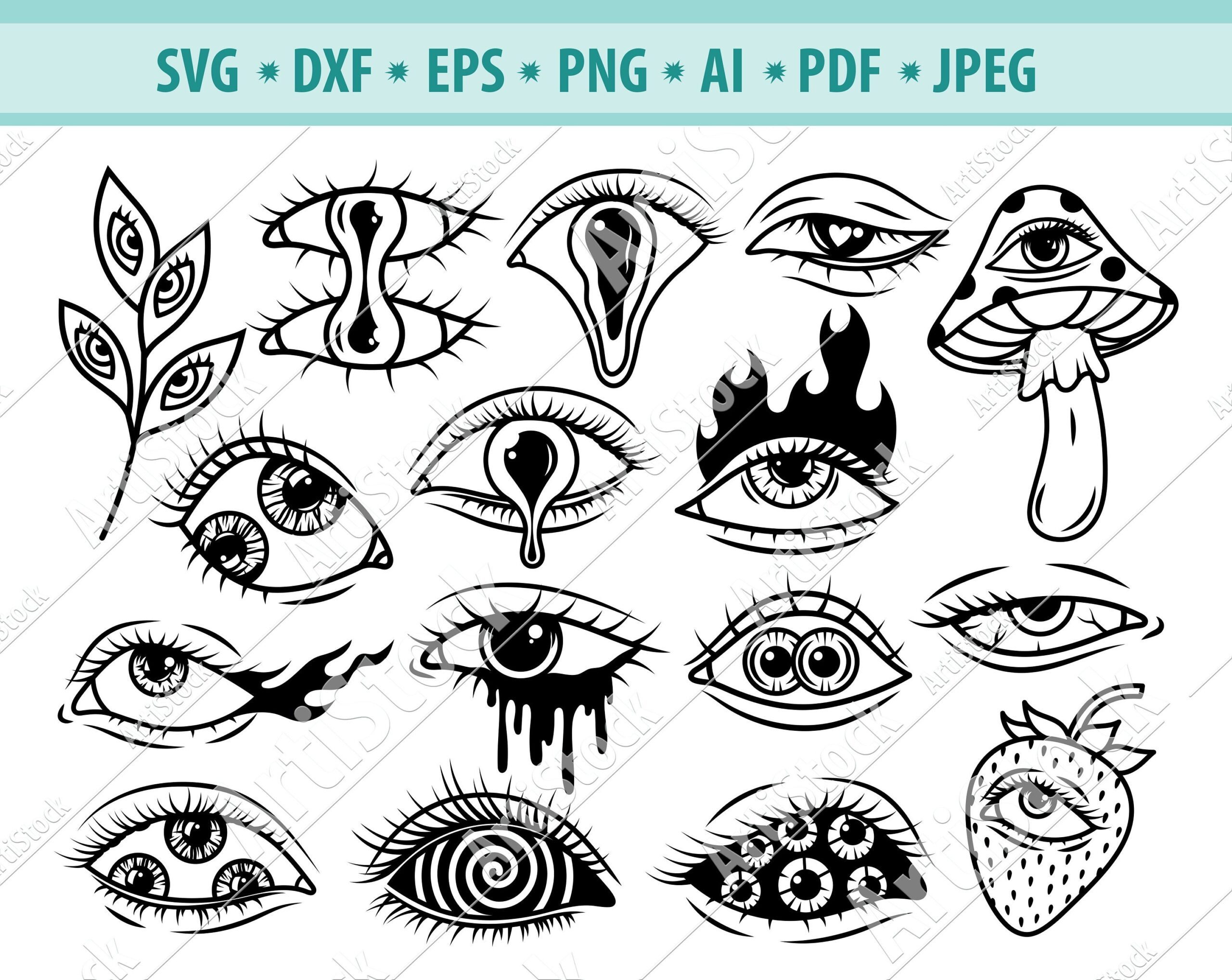 Halloween Eyes Svg Eyes Svg Creepy Eye Svg Eyelashes Svg Scary Makeup Svg Eyes Cut File Eyes Clipart Eyes Silhouette Dxf Png Eps