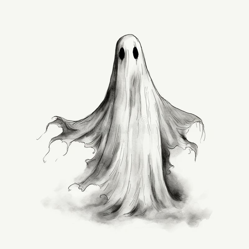 Halloween Ghost Drawing For A Kids Room Decor Stock Illustration 