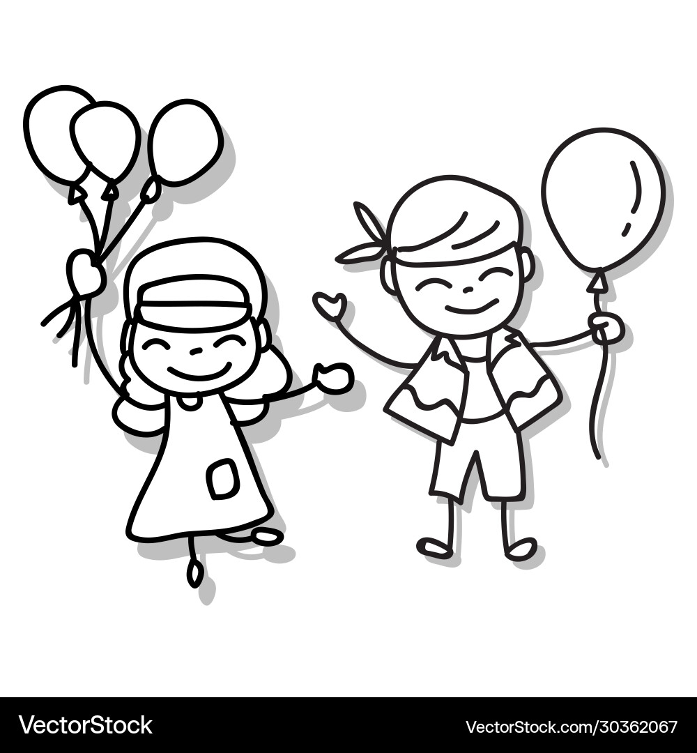 Hand Drawing Happy People Happiness Kids Concept Vector Image