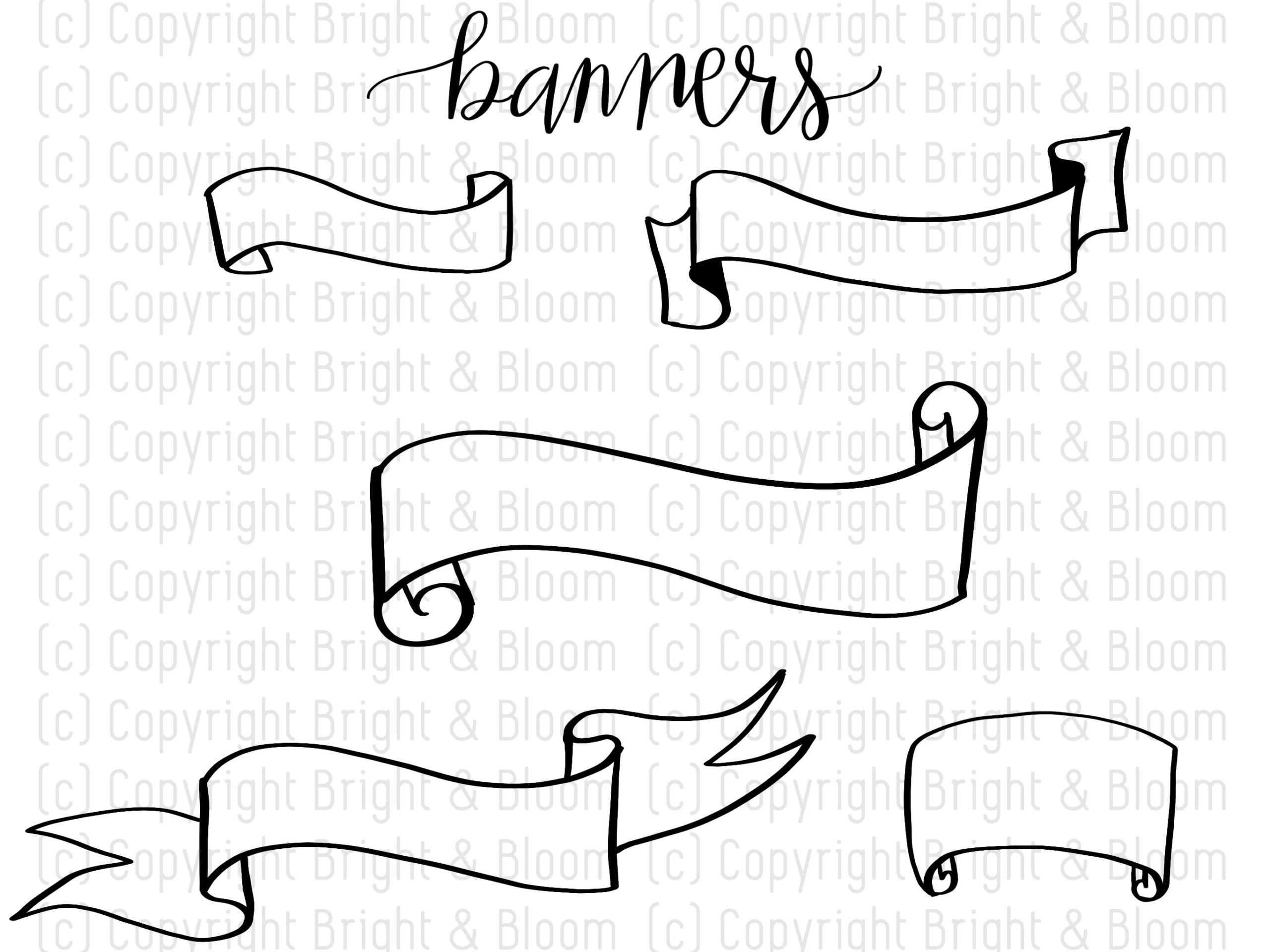 Hand Drawn Banner SVG PNG Cut File Scroll Line Drawing Ribbon Art Label SVG Clip Art Decals Stickers Digital Download Cricut Etsy UK