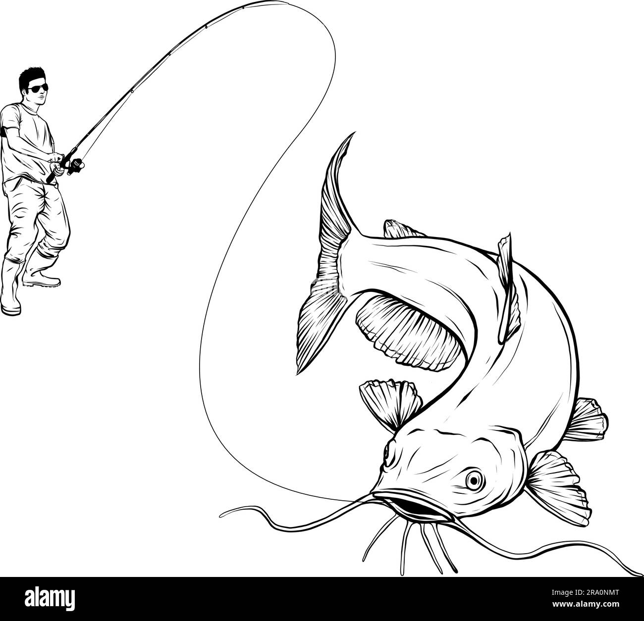 Hand drawn Catfish Black And White Vector Sketch Of A Fish Stock Vector Image U0026 Art Alamy