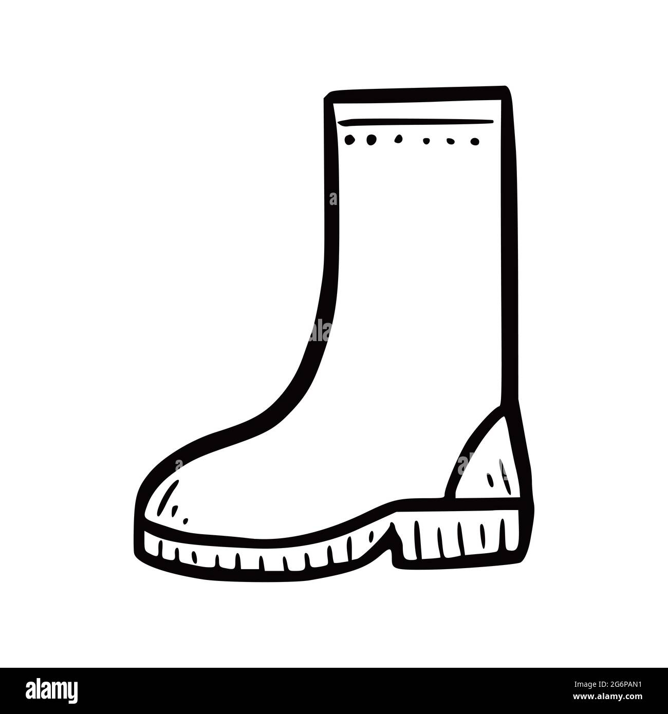 Hand Drawn Garden Boot Doodle Sketch Style Drawing Line Simple 