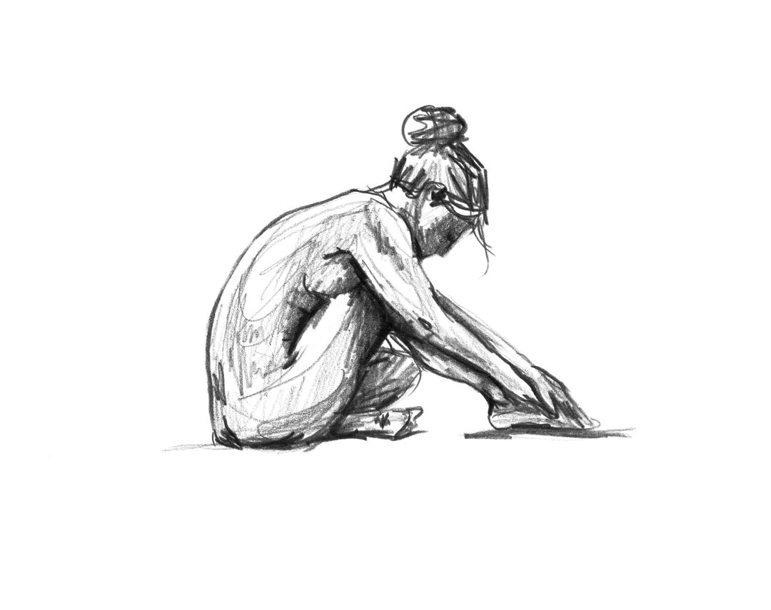 Hand Drawn Nude Female Figure Drawing Print Black And White Sketch Art Unique Gift For Her Tasteful Boudoir Scandi Country Style Decor Etsy