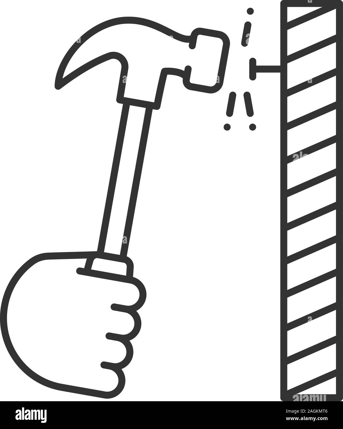 Hand Hammering Nail Linear Icon Thin Line Illustration Builder s Hand Contour Symbol Vector Isolated Outline Drawing Stock Vector Image U0026 Art Alamy