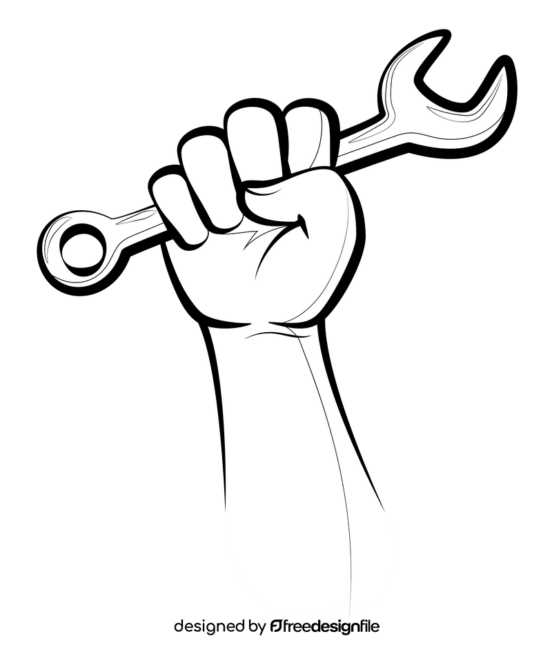 Hand Holding Wrench Drawing Black And White Clipart Free Download