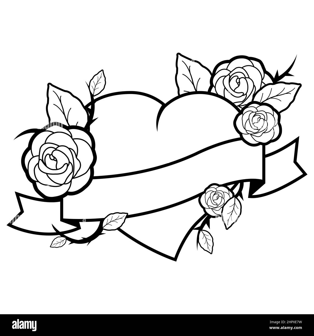heart rose drawing