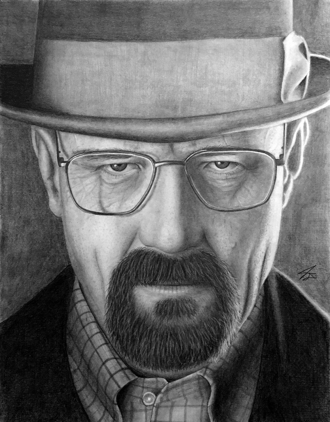 Heisenberg walter White bryan Cranston Portrait Graphite Pencil Drawing PRINT Etsy