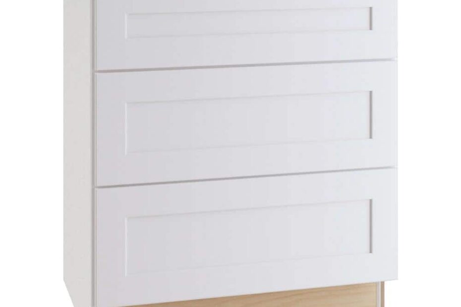 Home Decorators Collection Newport 24 In W X 24 In D X 34 5 In H Assembled Plywood Drawer Base Kitchen Cabinet In Pacific White With Soft Close