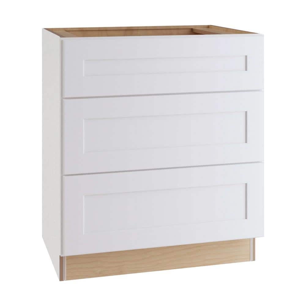 Home Decorators Collection Newport 24 In W X 24 In D X 34 5 In H Assembled Plywood Drawer Base Kitchen Cabinet In Pacific White With Soft Close