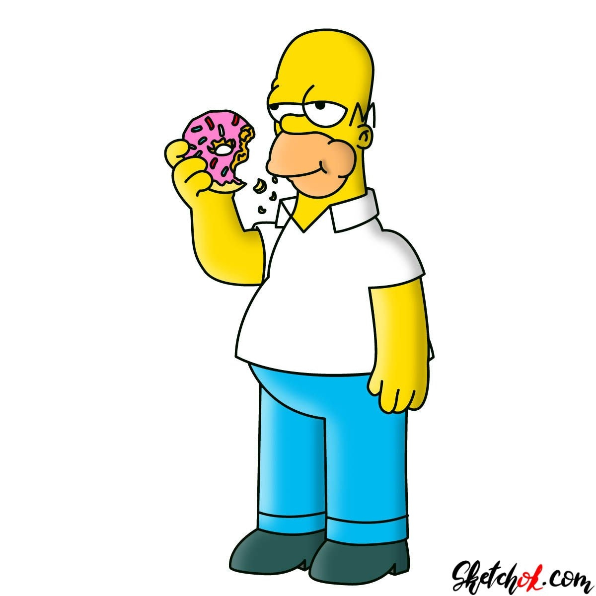 Homer Simpson Drawings Sketchok Easy Drawing Guides