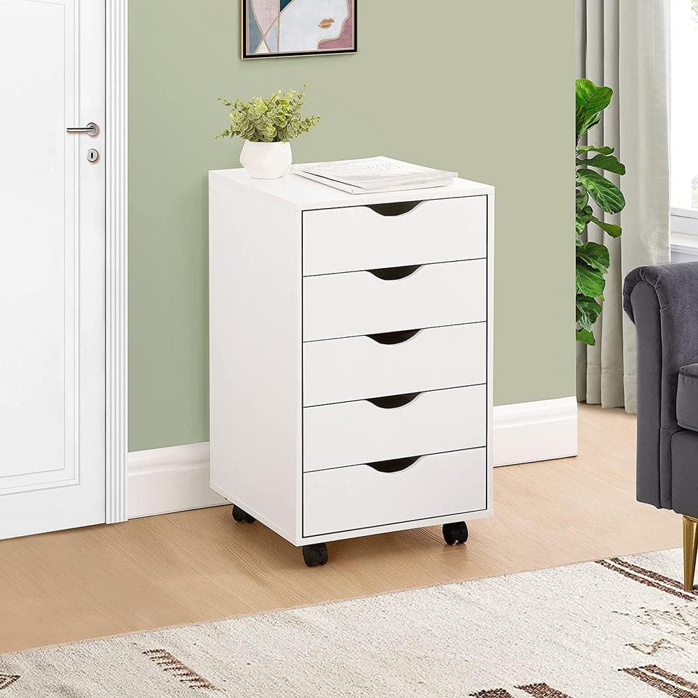 HOMESTOCK 5 Drawer White 26 In H X 16 In W X 16 In D Wood Lateral File Storage Cabinet 66873HD The Home Depot
