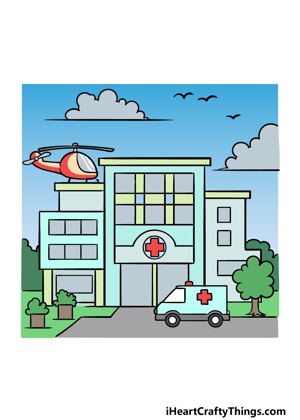 Hospital Drawing How To Draw A Hospital Step By Step