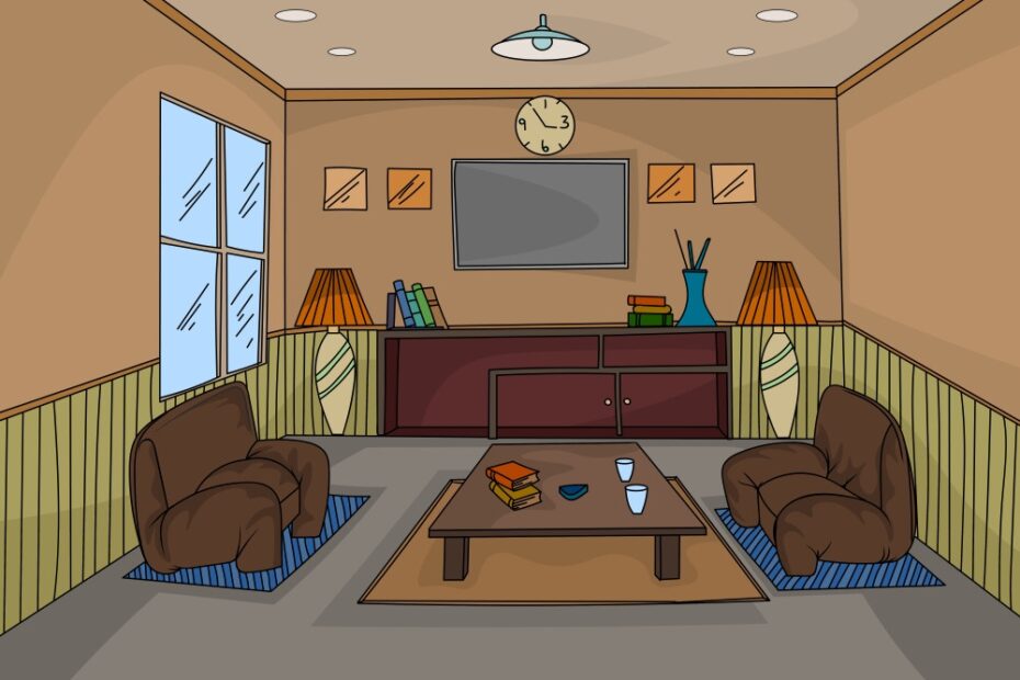 House Interior Hand Drawing Scene Royalty Free Vector Image