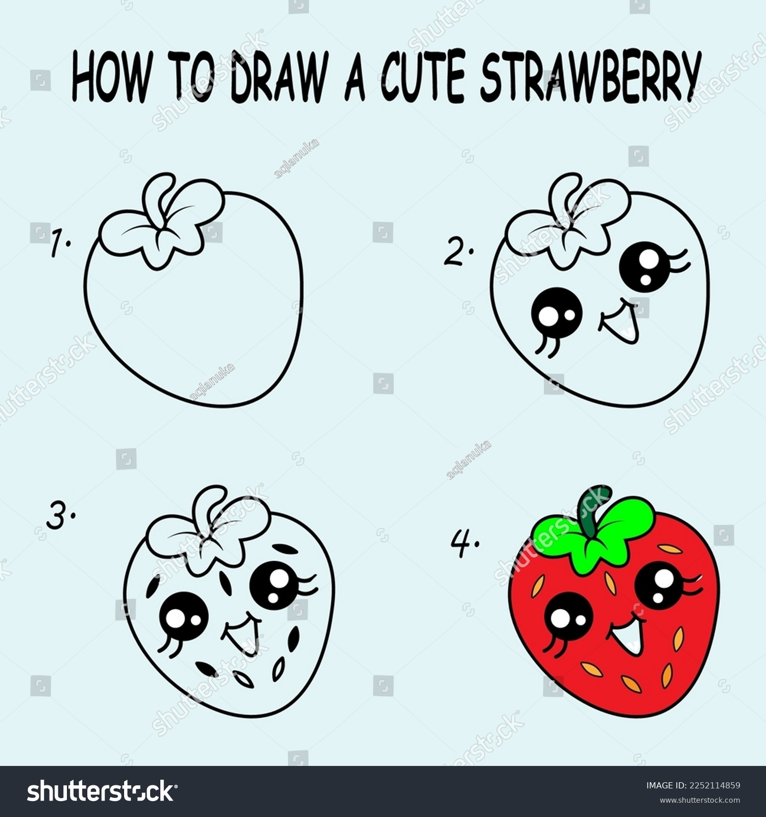 How Draw Cute Strawberry Good Drawing Stock Vector Royalty Free 2252114859 Shutterstock