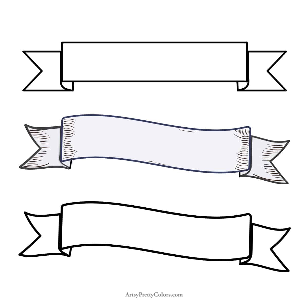 How To Draw A Banner Ribbon Straight U0026 Wavy Artsy Pretty Colors