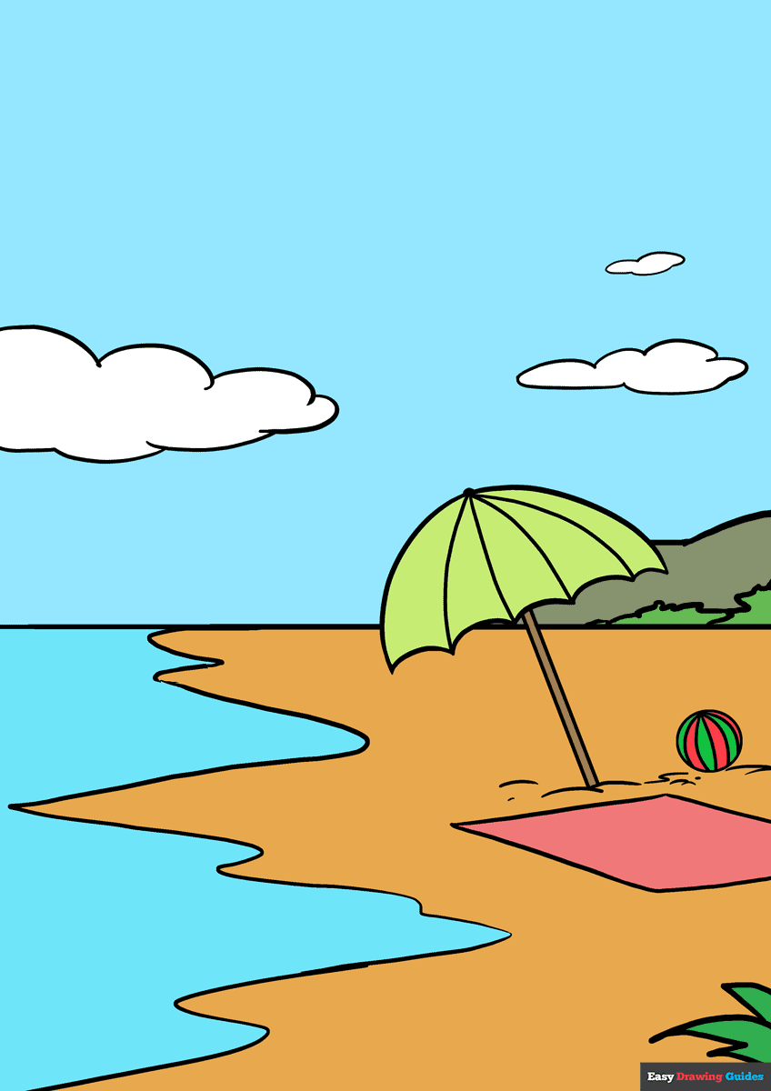 easy beach drawing
