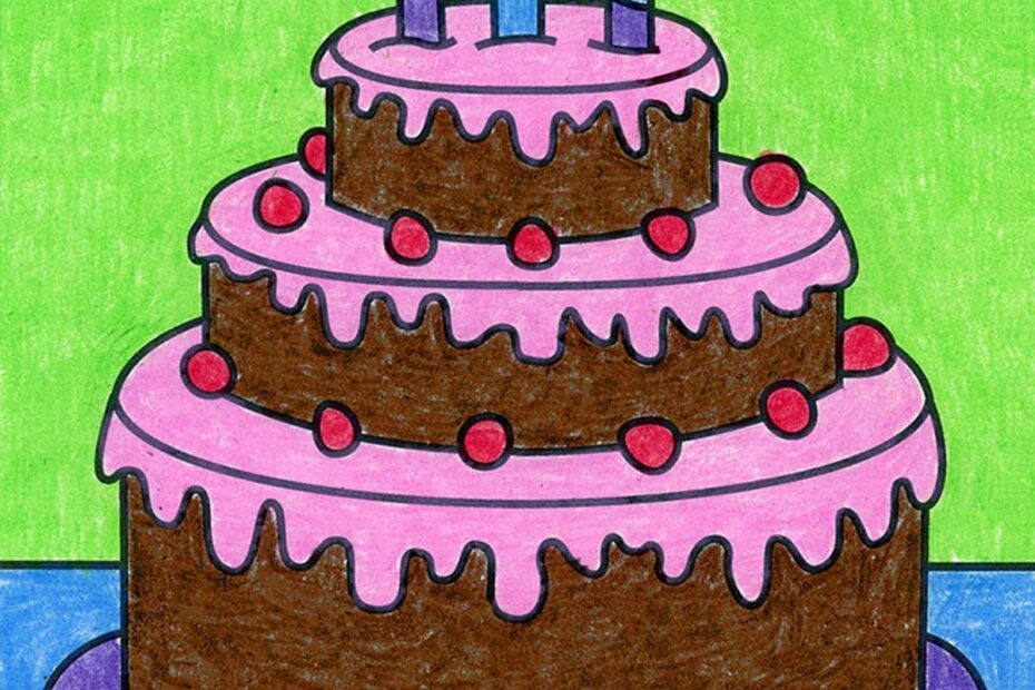 How To Draw A Birthday Cake Easy Step by Step Art Lesson For