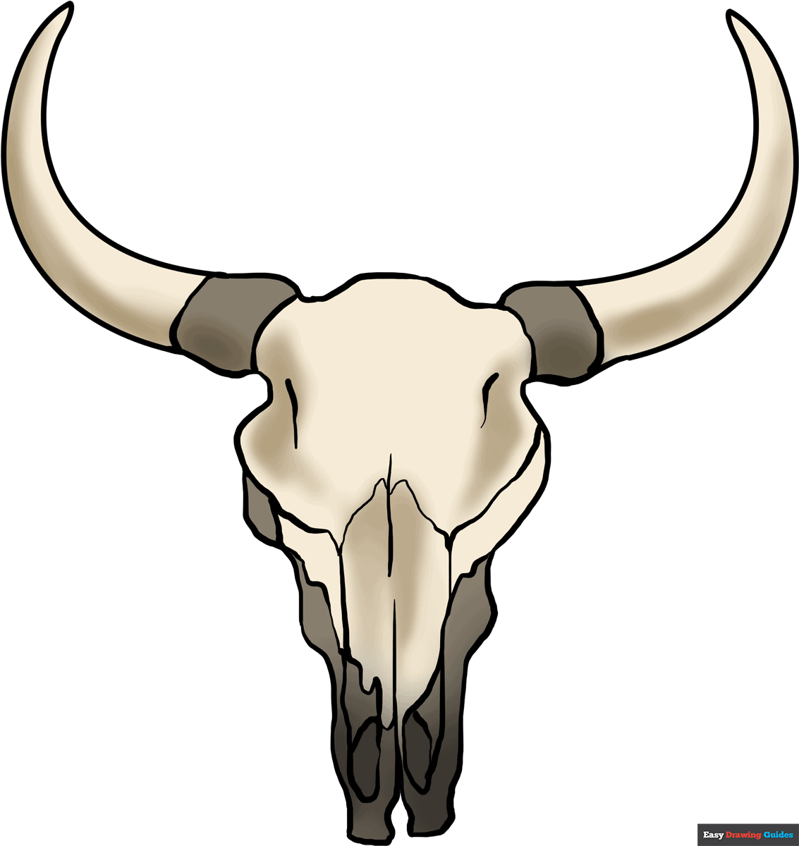 How To Draw A Bull Skull Really Easy Drawing Tutorial