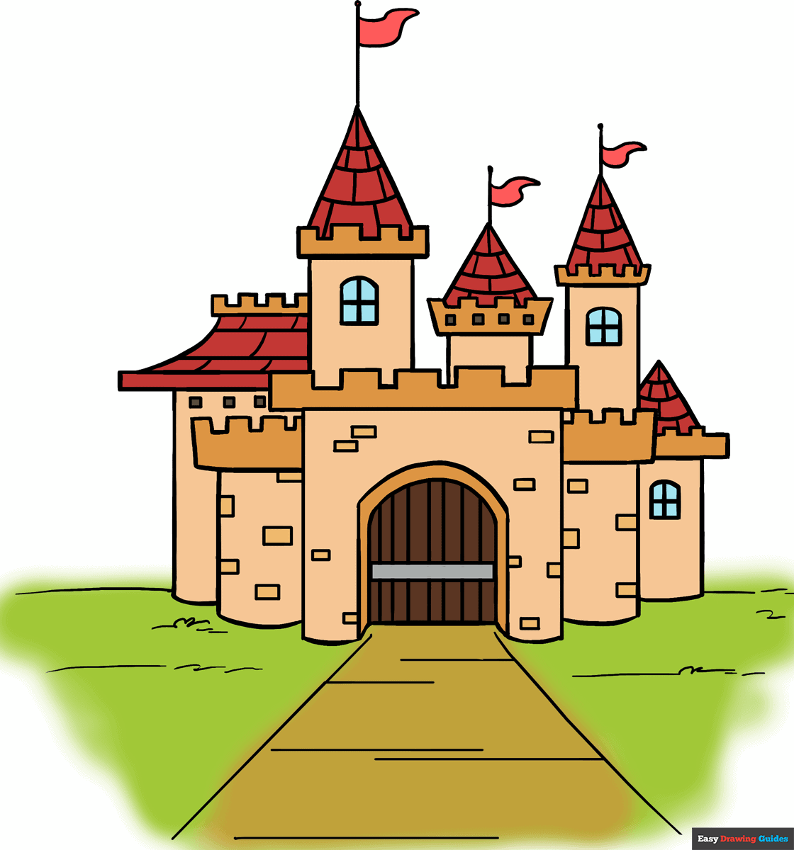 How To Draw A Cartoon Castle In A Few Easy Steps Easy Drawing Guides