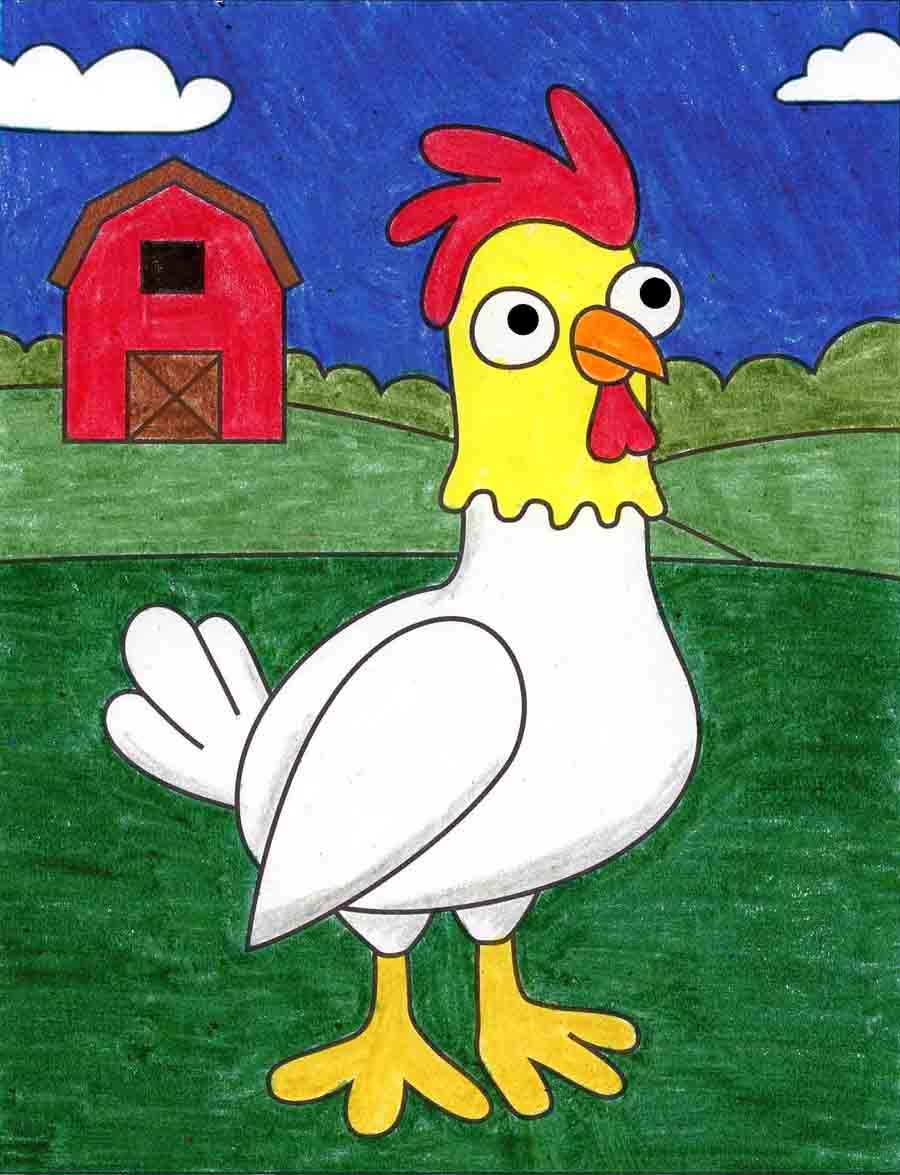 How To Draw A Cartoon Chicken U0026 Cartoon Chicken Coloring Page