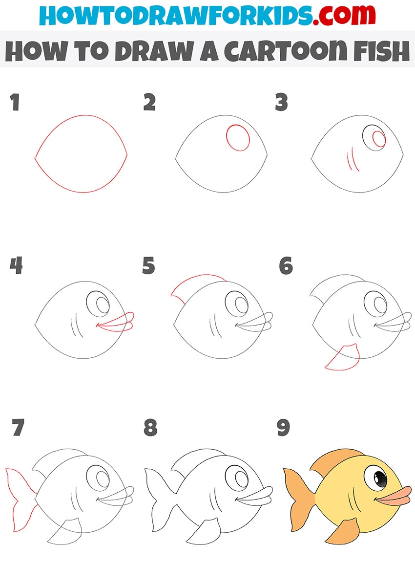 how to draw a simple fish
