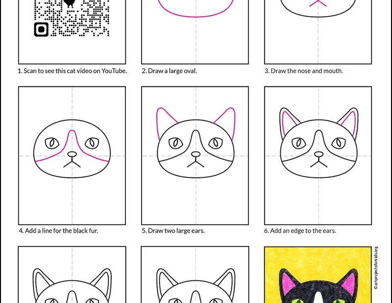How To Draw A Cat Easy Step by Step Art Lesson For Kids