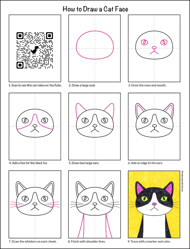 How To Draw A Cat Easy Step by Step Art Lesson For Kids