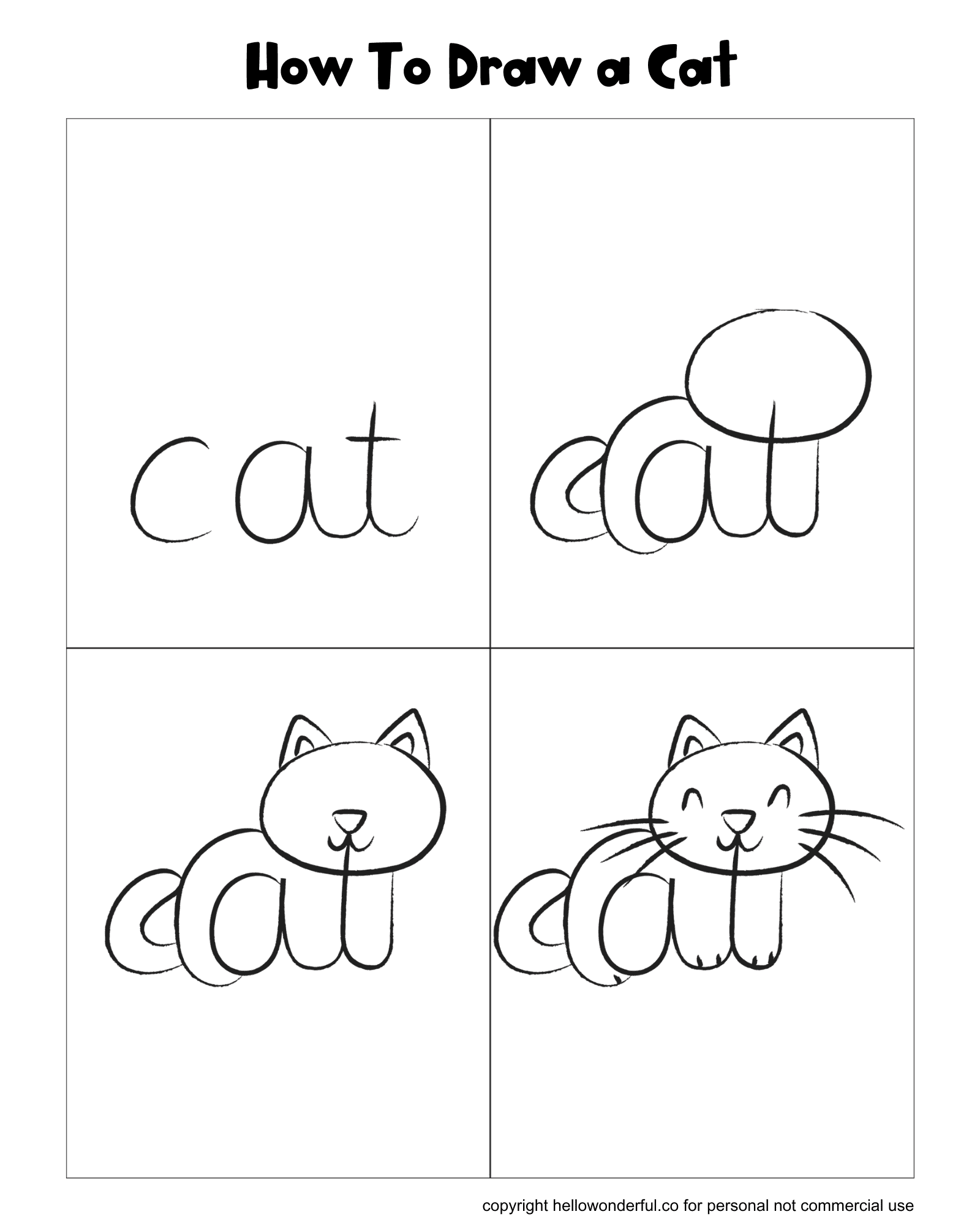 How To Draw A Cat From The Word 