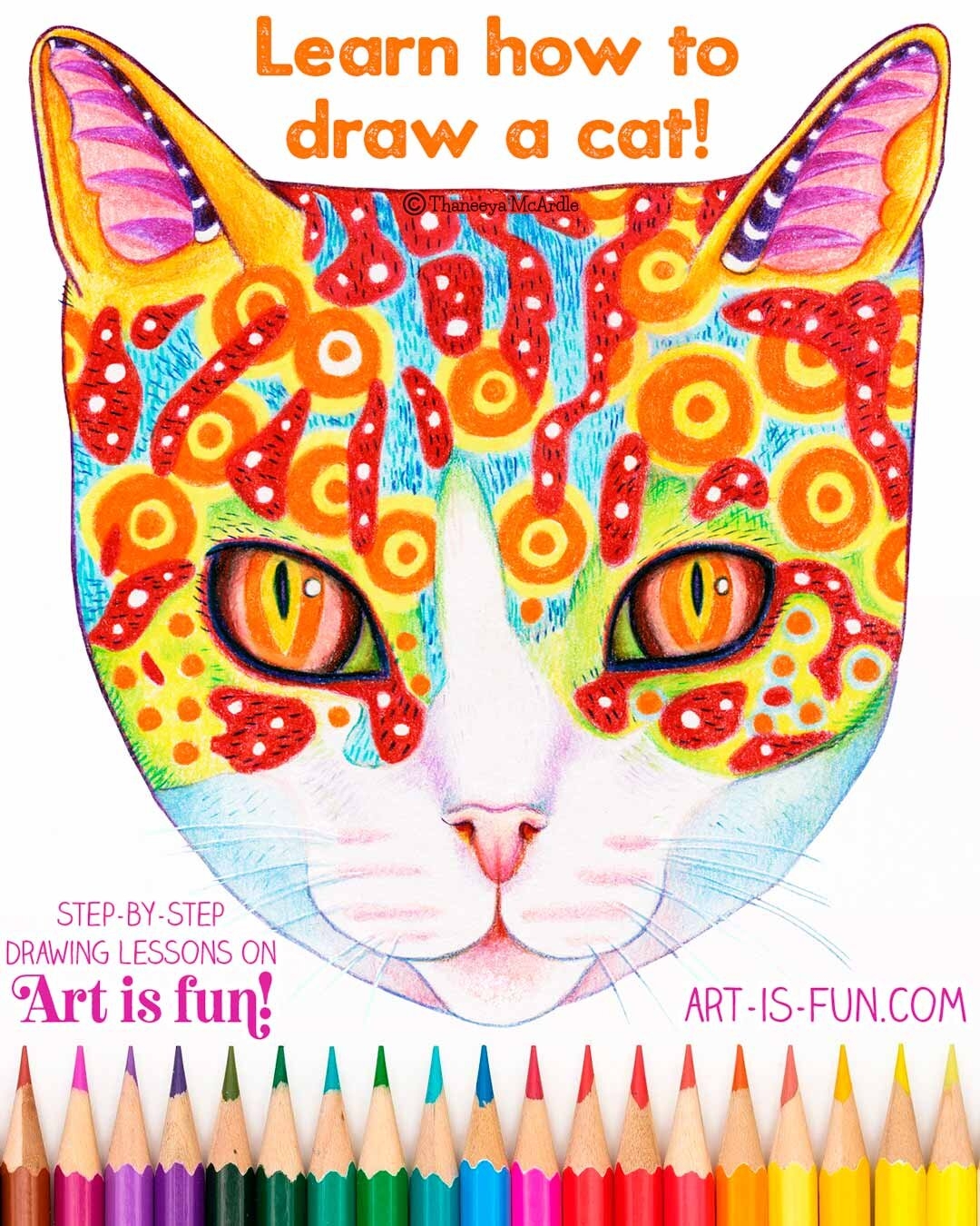 How To Draw A Cat Learn How To Create A Unique Colorful Cat 
