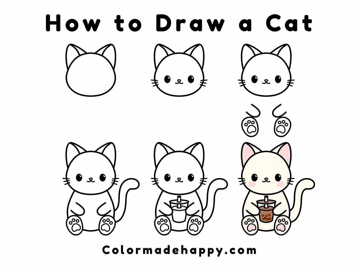 How To Draw A Cat Step by Step Instructions