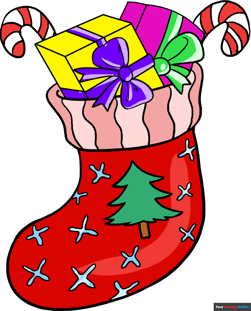 How To Draw A Christmas Stocking Really Easy Drawing Tutorial