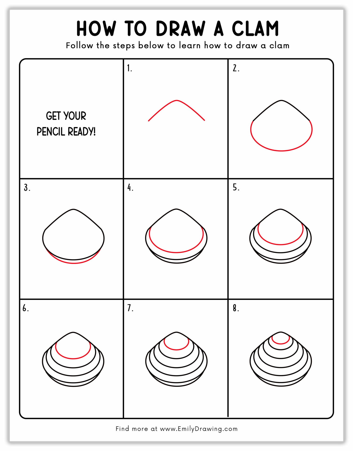 How To Draw A Clam Emily Drawing