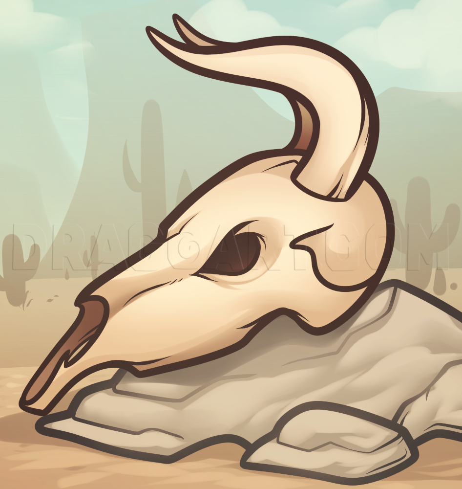 How To Draw A Cow Skull Drawing Step By Step By Dawn DragoArt