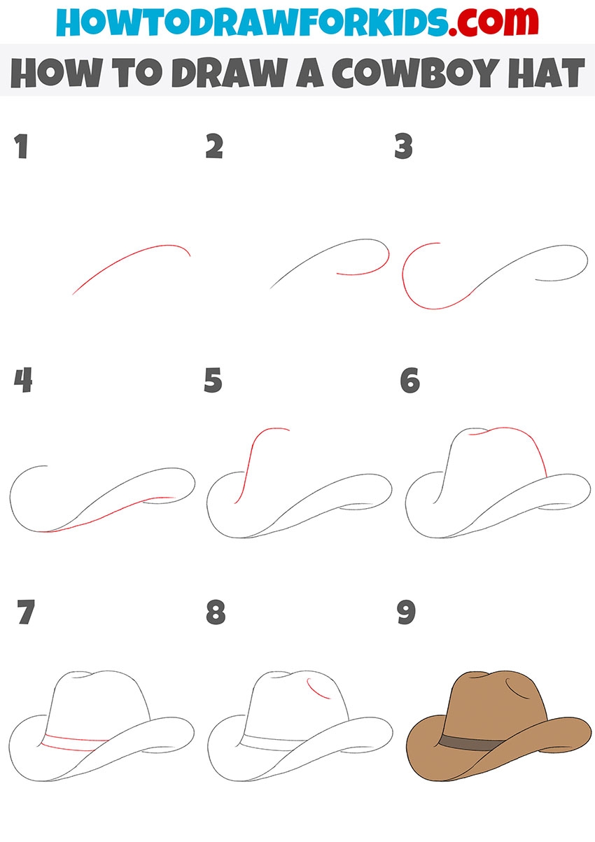 How To Draw A Cowboy Hat Easy Drawing Tutorial For Kids