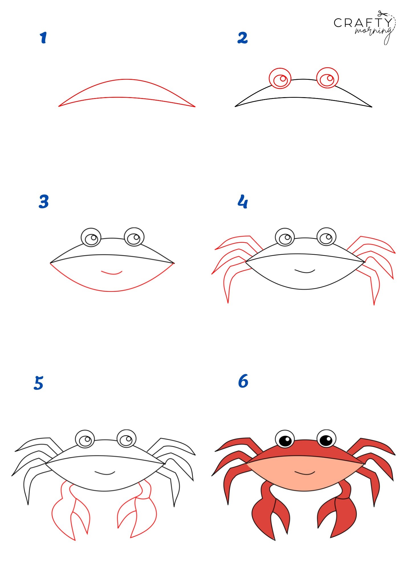 How To Draw A Crab Easy Crafty Morning