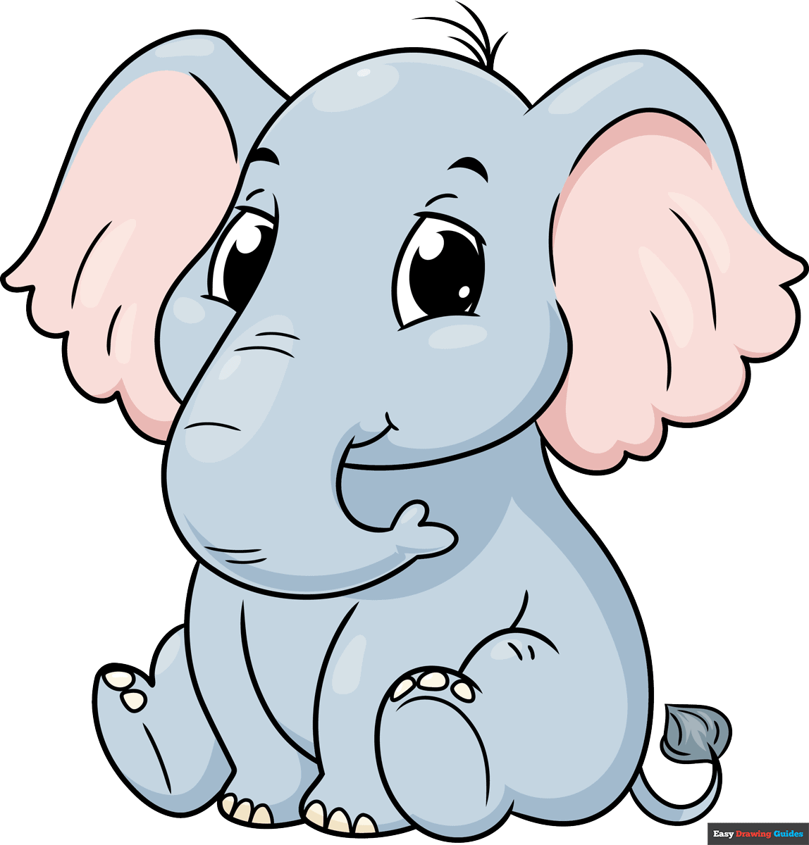 How To Draw A Cute Elephant Really Easy Drawing Tutorial