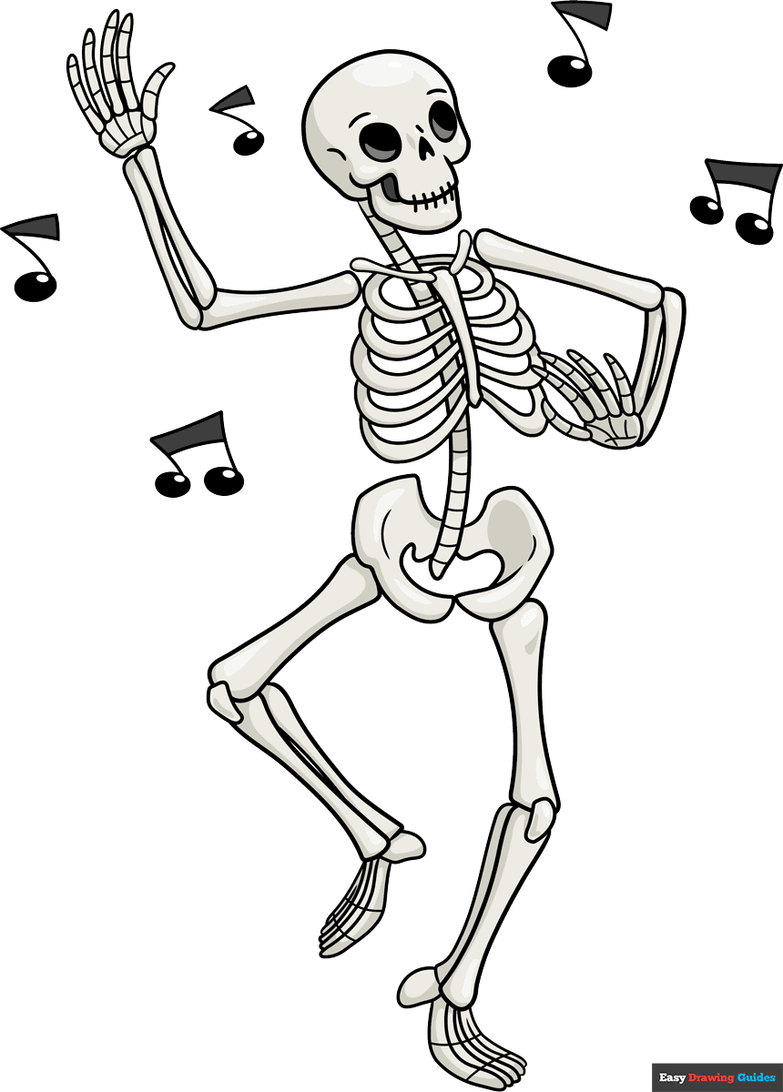 How To Draw A Dancing Skeleton Really Easy Drawing Tutorial