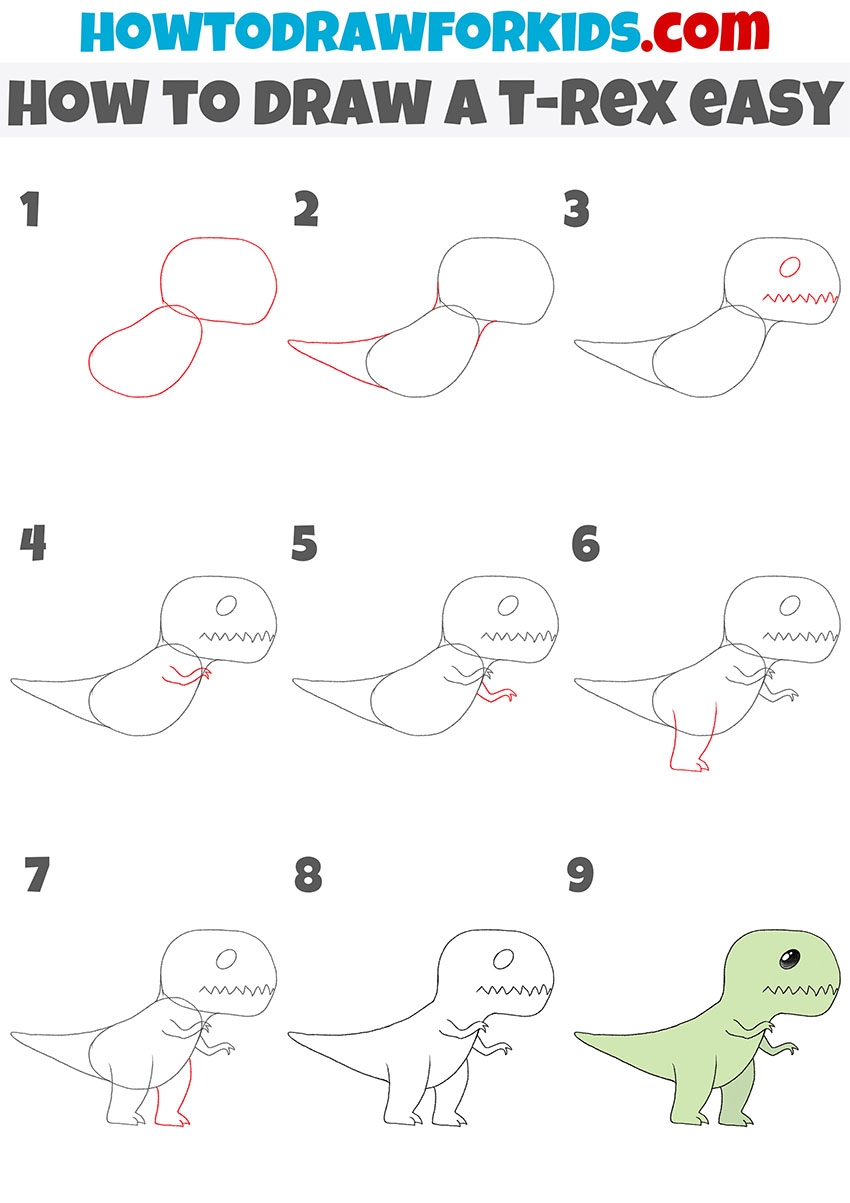 How To Draw A Dinosaur Easy Drawing Tutorial For Kids
