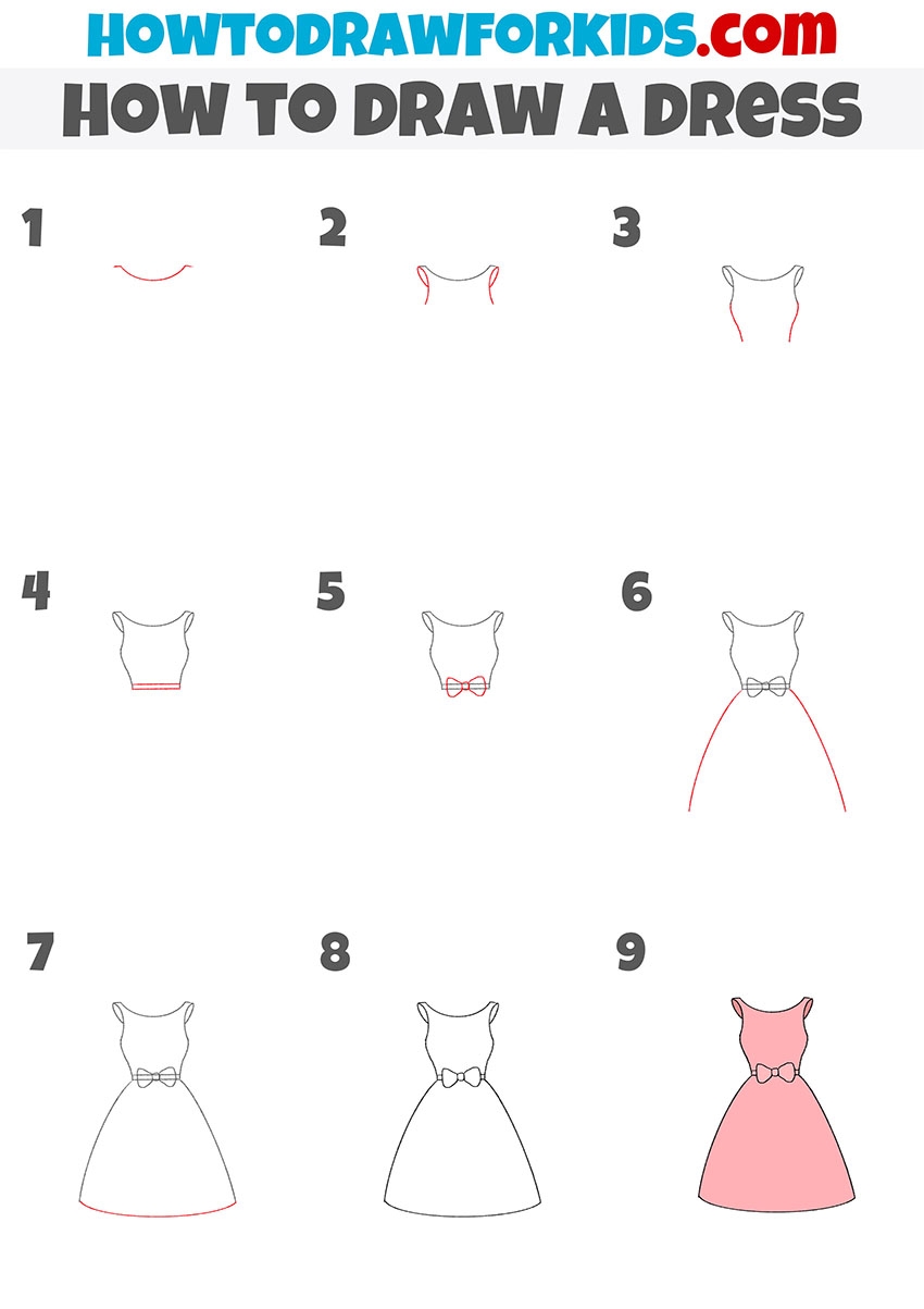 How To Draw A Dress Easy Drawing Tutorial For Kids