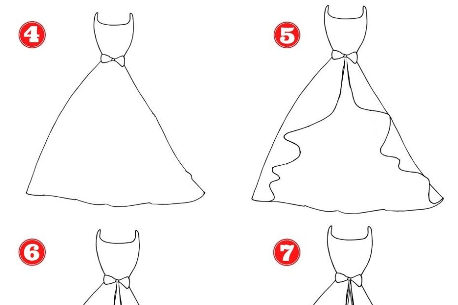 How To Draw A Dress Easy Step By Step Printable Crafty Morning