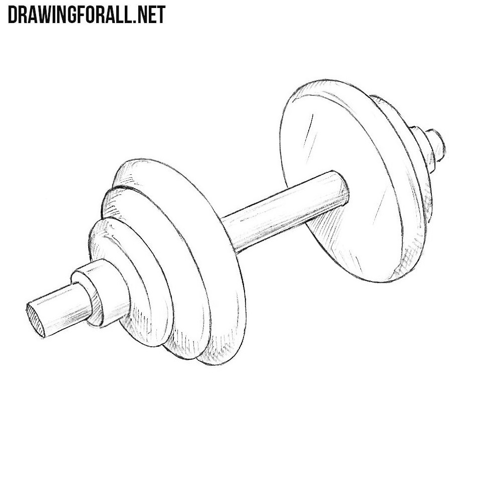 How To Draw A Dumbbell Step By Step