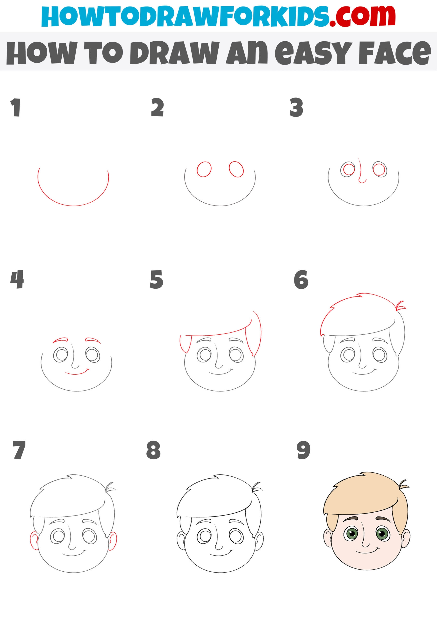 How To Draw A Face Easy Drawing Tutorial For Kids