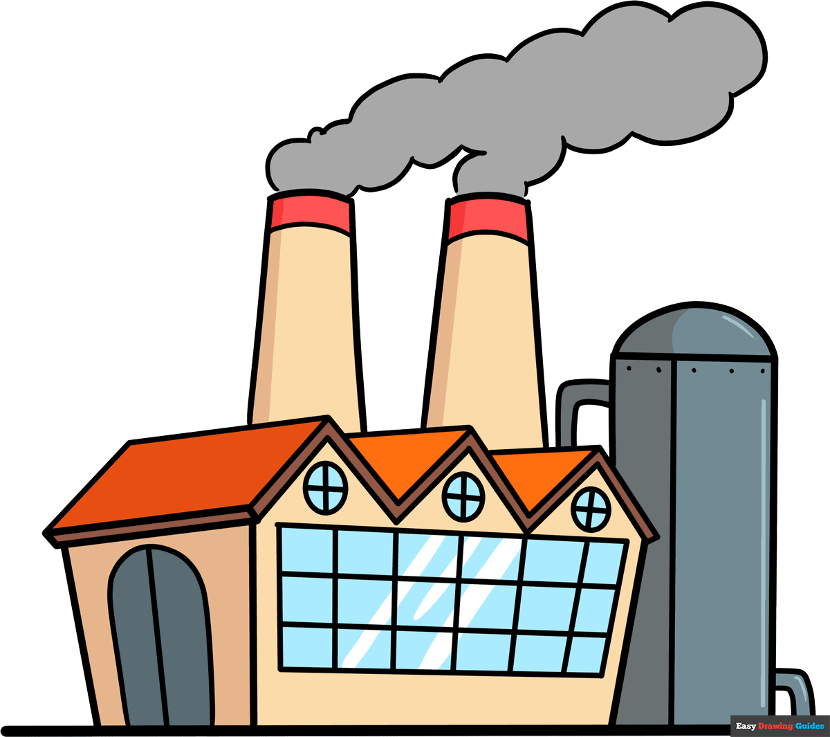 How To Draw A Factory Really Easy Drawing Tutorial