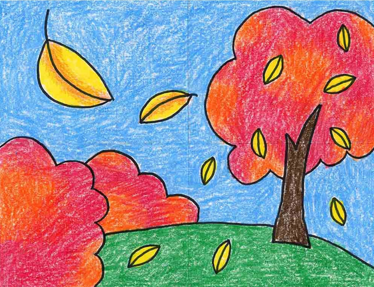 How To Draw A Fall Tree Easy Autumn Tree Drawing Tutorial For Kids