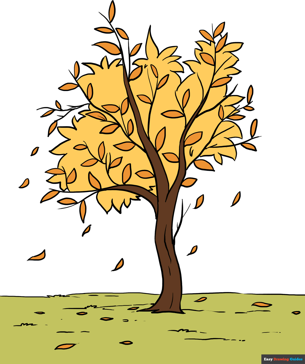 How To Draw A Fall Tree Really Easy Drawing Tutorial