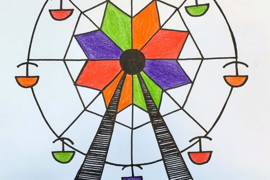 How To Draw A Ferris Wheel Colorfully Basicdraw