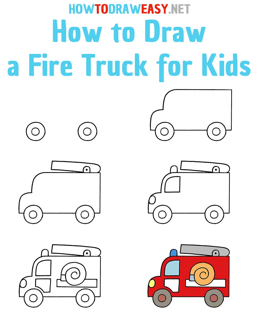 How To Draw A Fire Truck For Kids How To Draw Easy
